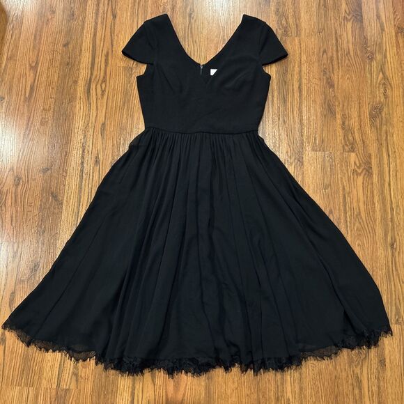 Dress the Population Corey Womens Small Chiffon Fit & Flare Cocktail Black - Picture 7 of 13